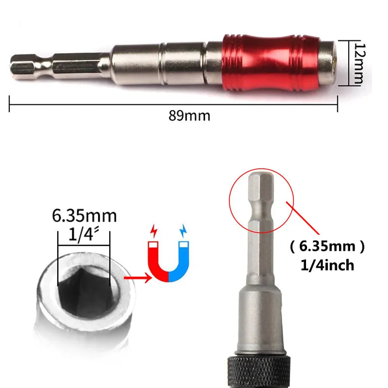 1/4 Hex Magnetic Drill Extension With 10-Bit Set