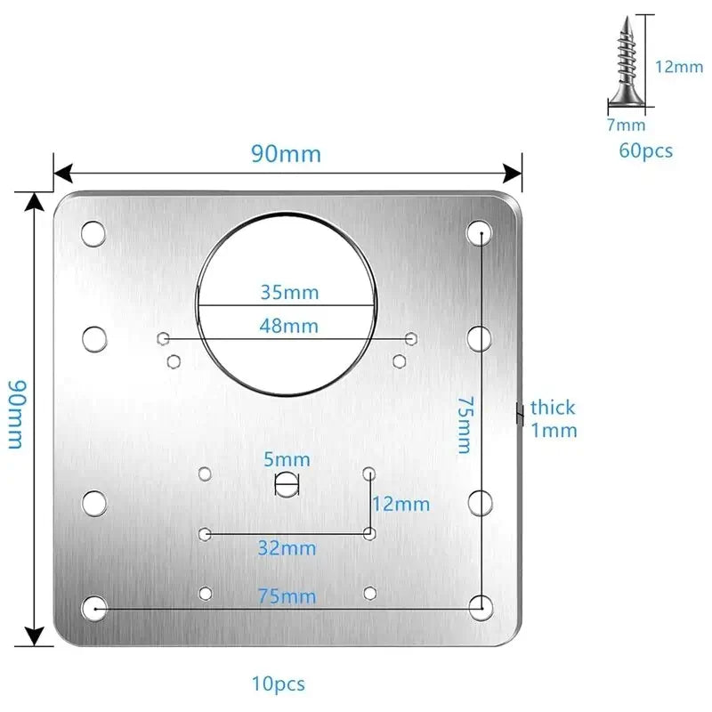 Cabinet Hinge Repair Plate Kit (10 Pcs)